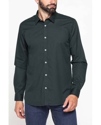 CAMICIA CASUAL DA UOMO IN TWILL DI COTONE E LYOCELL