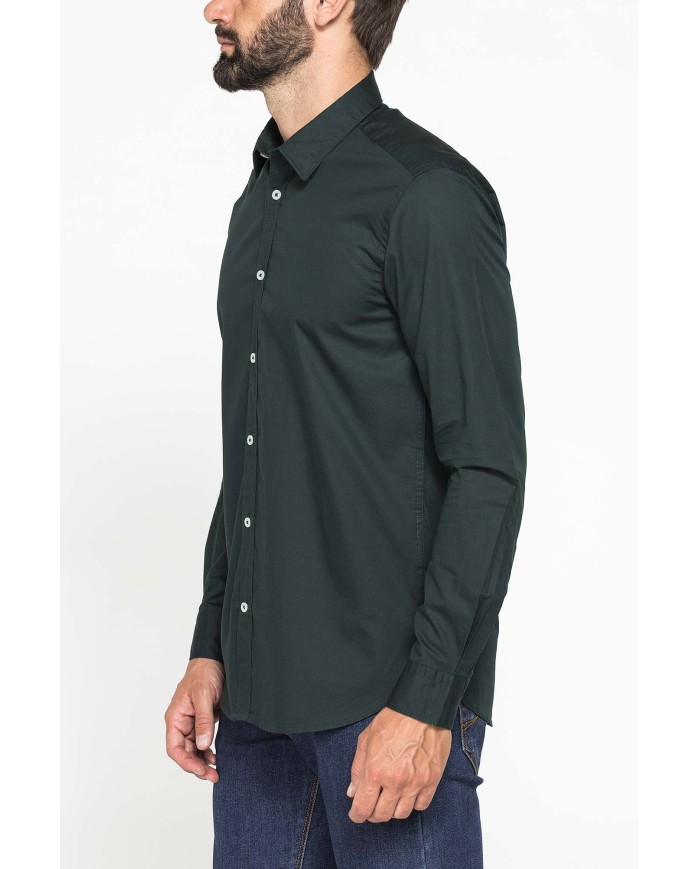CAMICIA CASUAL DA UOMO IN TWILL DI COTONE E LYOCELL
