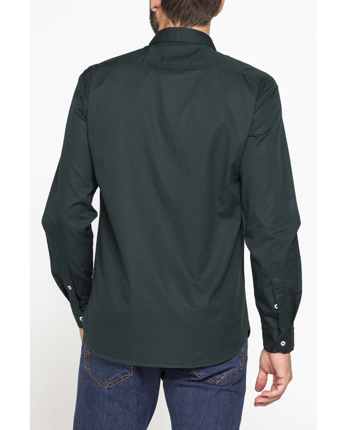CAMICIA CASUAL DA UOMO IN TWILL DI COTONE E LYOCELL