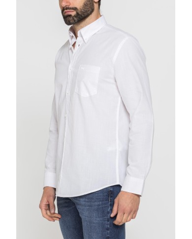 CAMICIA DA UOMO IN COTONE FIAMMATO EFFETTO LINO