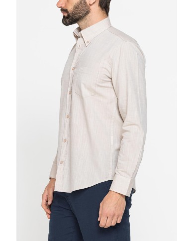 CAMICIA DA UOMO IN COTONE FIAMMATO EFFETTO LINO
