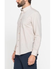 CAMICIA DA UOMO IN COTONE FIAMMATO EFFETTO LINO