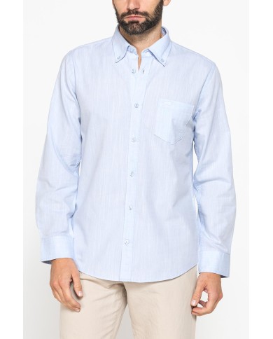 CAMICIA DA UOMO IN COTONE FIAMMATO EFFETTO LINO