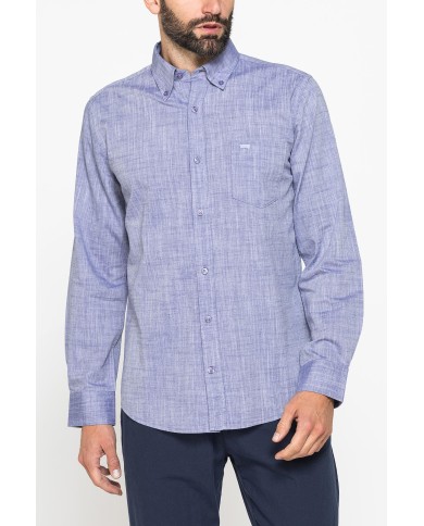 CAMICIA DA UOMO IN COTONE FIAMMATO EFFETTO LINO