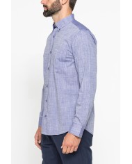 CAMICIA DA UOMO IN COTONE FIAMMATO EFFETTO LINO