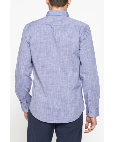 CAMICIA DA UOMO IN COTONE FIAMMATO EFFETTO LINO