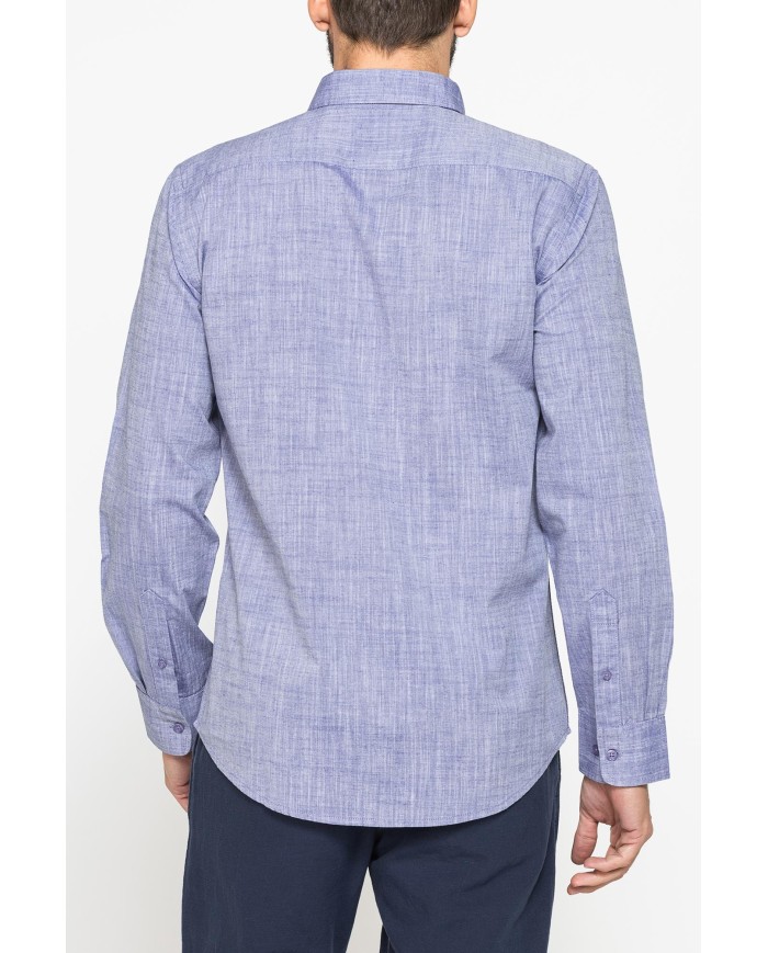 CAMICIA DA UOMO IN COTONE FIAMMATO EFFETTO LINO