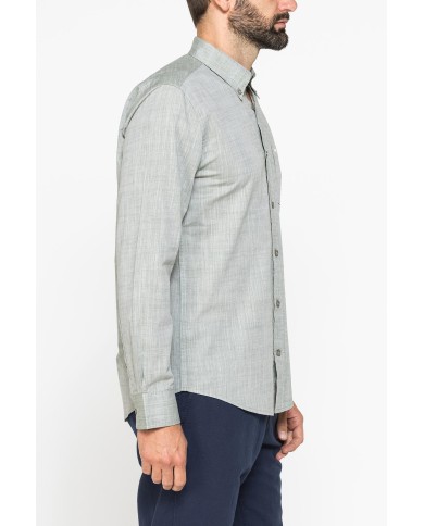 CAMICIA DA UOMO IN COTONE FIAMMATO EFFETTO LINO