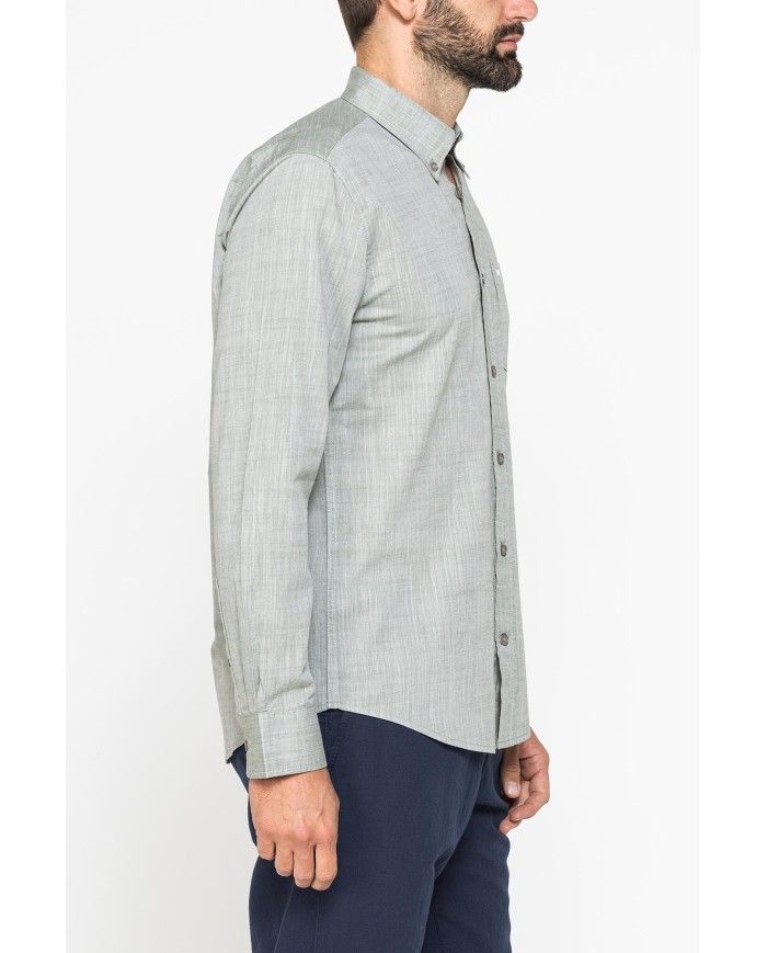CAMICIA DA UOMO IN COTONE FIAMMATO EFFETTO LINO