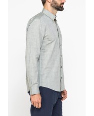 CAMICIA DA UOMO IN COTONE FIAMMATO EFFETTO LINO