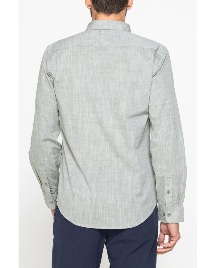 CAMICIA DA UOMO IN COTONE FIAMMATO EFFETTO LINO