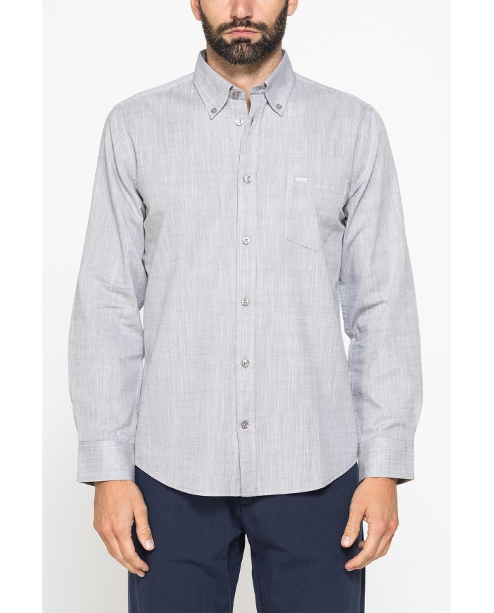 CAMICIA DA UOMO IN COTONE FIAMMATO EFFETTO LINO