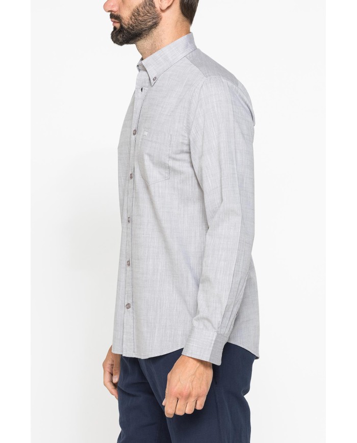 CAMICIA DA UOMO IN COTONE FIAMMATO EFFETTO LINO