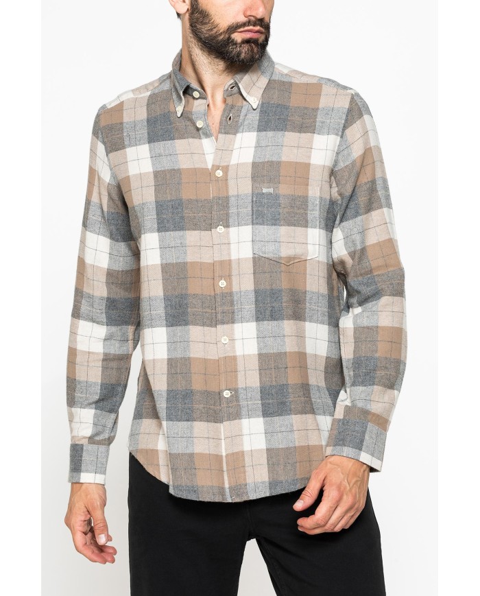CAMICIA FANTASIA IN FLANELLA LEGGERA CON PREGIATO FILATO MELANGE