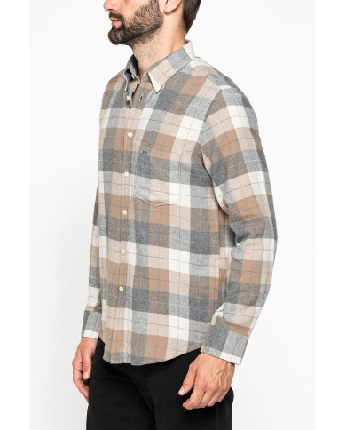 CAMICIA FANTASIA IN FLANELLA LEGGERA CON PREGIATO FILATO MELANGE