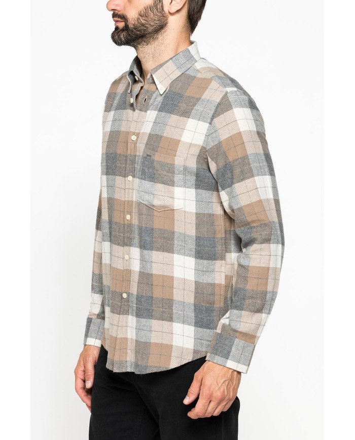 CAMICIA FANTASIA IN FLANELLA LEGGERA CON PREGIATO FILATO MELANGE