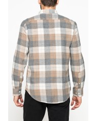 CAMICIA FANTASIA IN FLANELLA LEGGERA CON PREGIATO FILATO MELANGE CAMICIA FANTASIA IN FLANELLA LEGGERA CON PREGIATO FILATO MELANGE