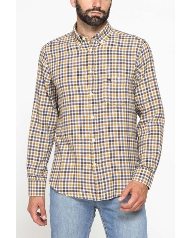 CAMICIA FANTASIA IN FLANELLA LEGGERA CON PREGIATO FILATO MELANGE