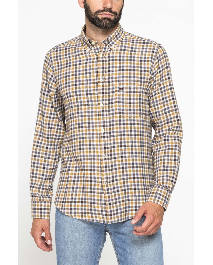 CAMICIA FANTASIA IN FLANELLA LEGGERA CON PREGIATO FILATO MELANGE