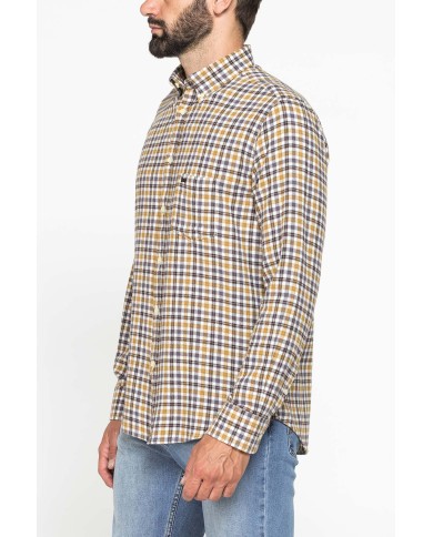 CAMICIA FANTASIA IN FLANELLA LEGGERA CON PREGIATO FILATO MELANGE