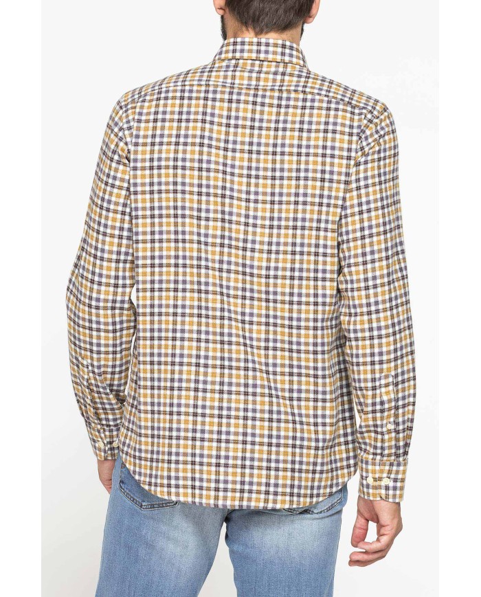 CAMICIA FANTASIA IN FLANELLA LEGGERA CON PREGIATO FILATO MELANGE