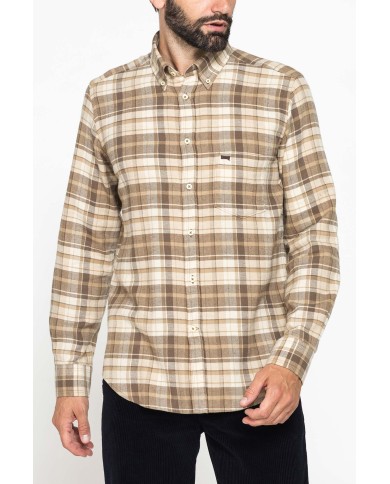 CAMICIA FANTASIA IN FLANELLA LEGGERA CON PREGIATO FILATO MELANGE