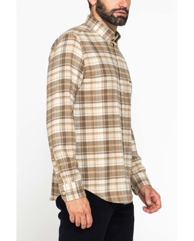 CAMICIA FANTASIA IN FLANELLA LEGGERA CON PREGIATO FILATO MELANGE