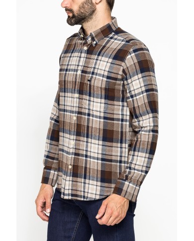 CAMICIA FANTASIA IN FLANELLA LEGGERA CON PREGIATO FILATO MELANGE