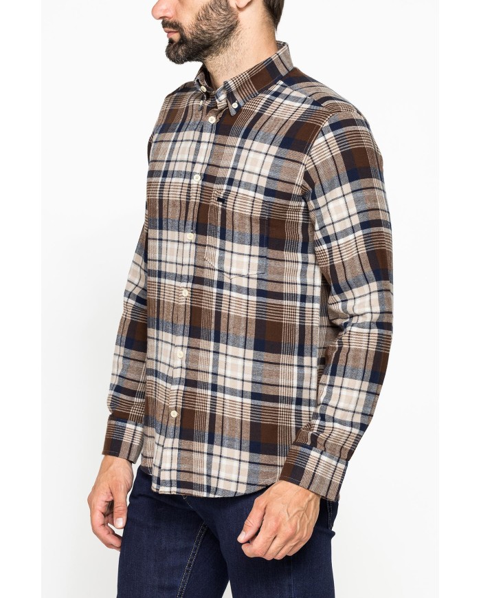 CAMICIA FANTASIA IN FLANELLA LEGGERA CON PREGIATO FILATO MELANGE