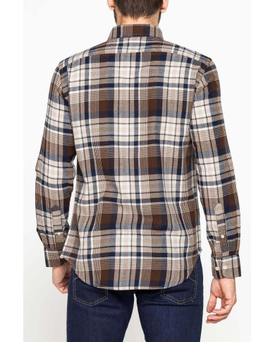 CAMICIA FANTASIA IN FLANELLA LEGGERA CON PREGIATO FILATO MELANGE