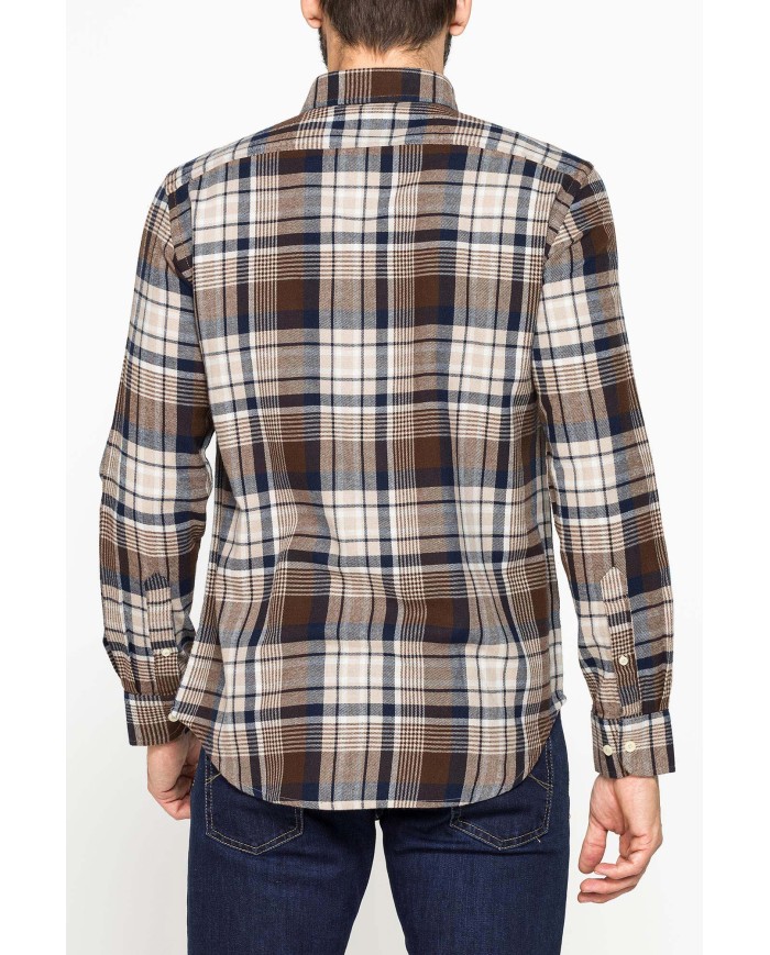 CAMICIA FANTASIA IN FLANELLA LEGGERA CON PREGIATO FILATO MELANGE