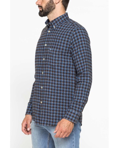 CAMICIA FANTASIA IN FLANELLA LEGGERA CON PREGIATO FILATO MELANGE