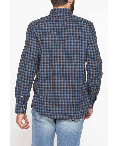 CAMICIA FANTASIA IN FLANELLA LEGGERA CON PREGIATO FILATO MELANGE
