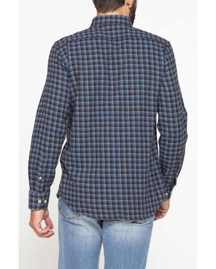 CAMICIA FANTASIA IN FLANELLA LEGGERA CON PREGIATO FILATO MELANGE