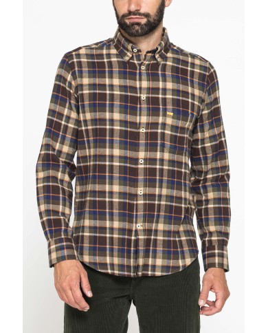 CAMICIA FANTASIA IN FLANELLA LEGGERA CON PREGIATO FILATO MELANGE