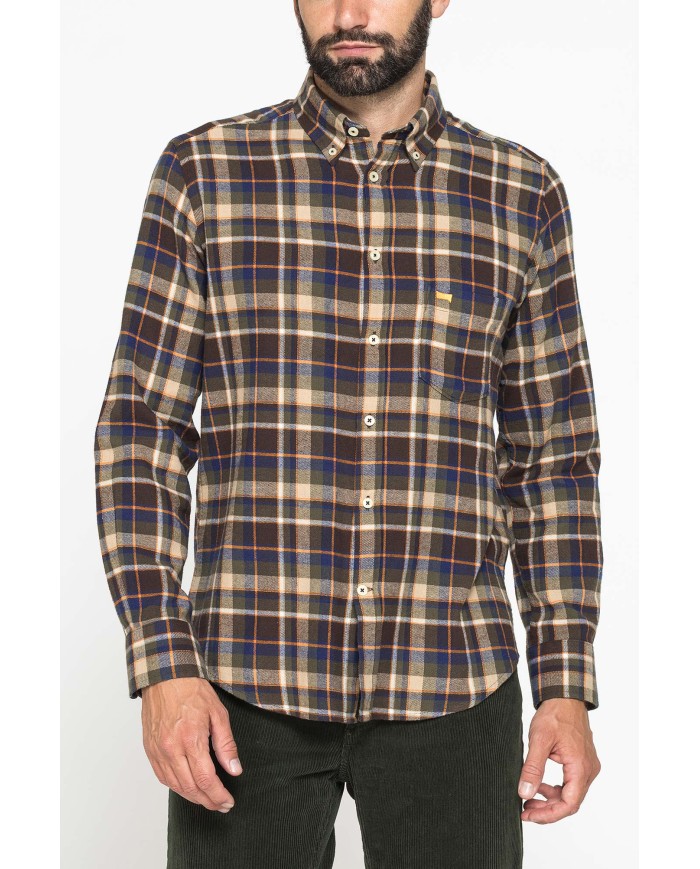 CAMICIA FANTASIA IN FLANELLA LEGGERA CON PREGIATO FILATO MELANGE
