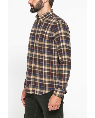 CAMICIA FANTASIA IN FLANELLA LEGGERA CON PREGIATO FILATO MELANGE