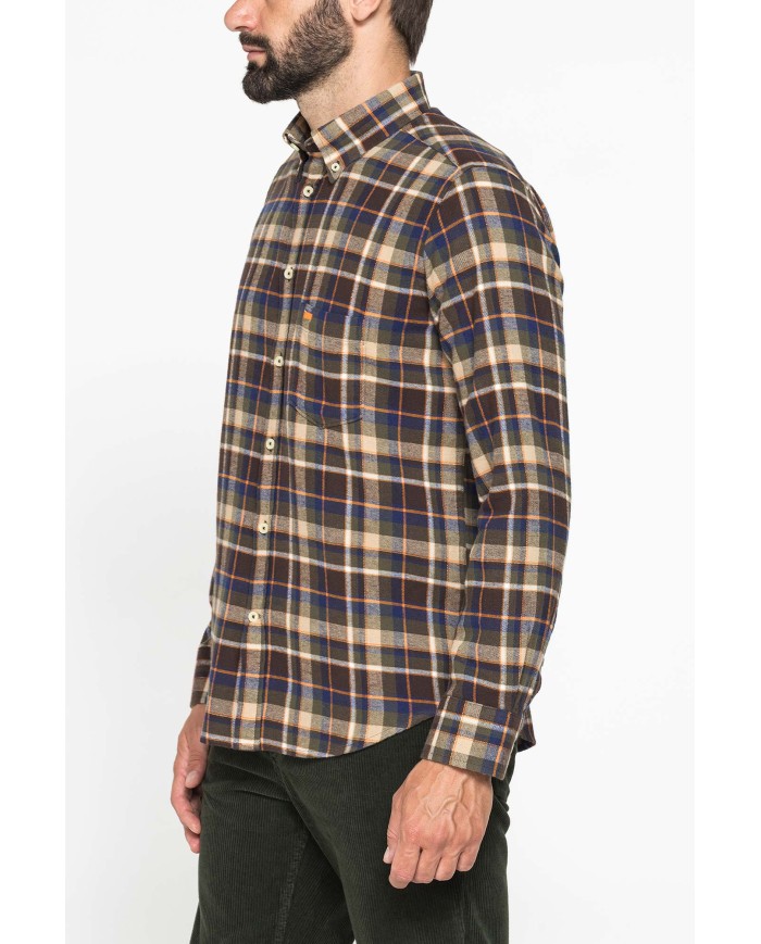 CAMICIA FANTASIA IN FLANELLA LEGGERA CON PREGIATO FILATO MELANGE