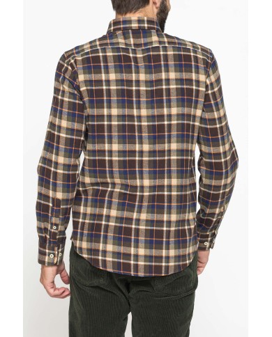 CAMICIA FANTASIA IN FLANELLA LEGGERA CON PREGIATO FILATO MELANGE