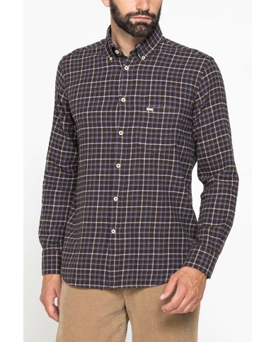 CAMICIA FANTASIA IN FLANELLA LEGGERA CON PREGIATO FILATO MELANGE