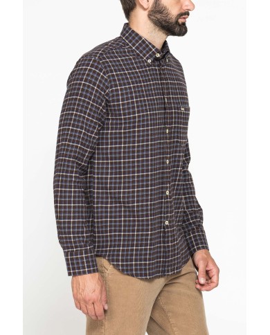 CAMICIA FANTASIA IN FLANELLA LEGGERA CON PREGIATO FILATO MELANGE