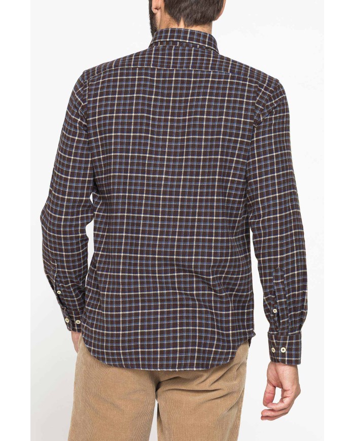 CAMICIA FANTASIA IN FLANELLA LEGGERA CON PREGIATO FILATO MELANGE