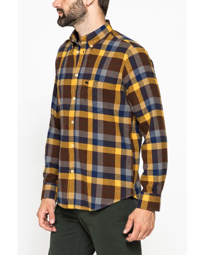 CAMICIA FANTASIA IN FLANELLA LEGGERA CON PREGIATO FILATO MELANGE