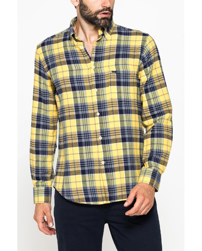 CAMICIA FANTASIA IN FLANELLA LEGGERA CON PREGIATO FILATO MELANGE