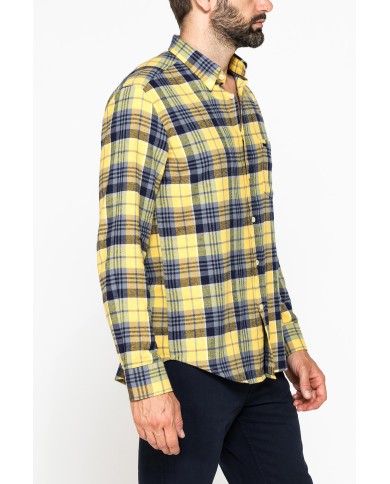 CAMICIA FANTASIA IN FLANELLA LEGGERA CON PREGIATO FILATO MELANGE