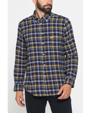 CAMICIA FANTASIA IN FLANELLA LEGGERA CON PREGIATO FILATO MELANGE