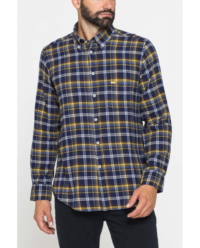 CAMICIA FANTASIA IN FLANELLA LEGGERA CON PREGIATO FILATO MELANGE