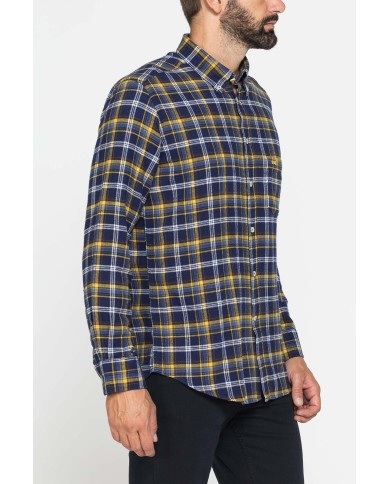 CAMICIA FANTASIA IN FLANELLA LEGGERA CON PREGIATO FILATO MELANGE