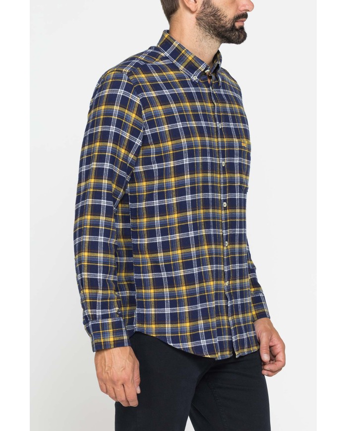 CAMICIA FANTASIA IN FLANELLA LEGGERA CON PREGIATO FILATO MELANGE