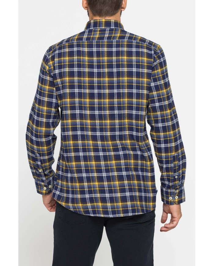 CAMICIA FANTASIA IN FLANELLA LEGGERA CON PREGIATO FILATO MELANGE